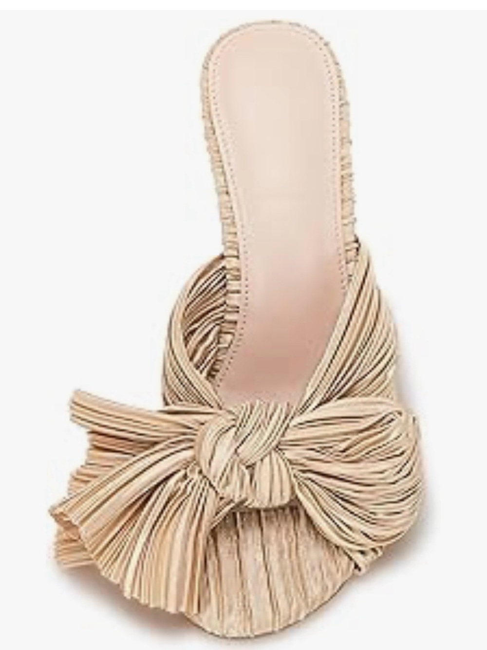 Beige Knotted Pleated Slide Sandal - Women
